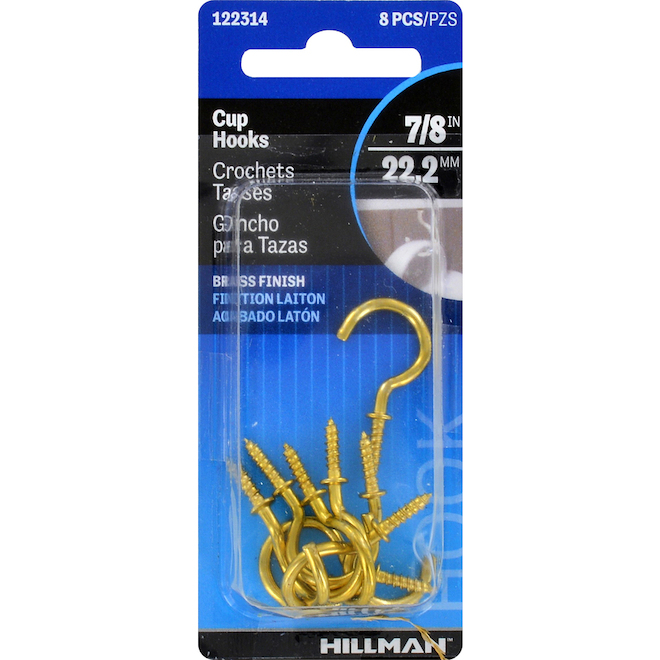 Hillman 8-Pack Brass Cup Hook