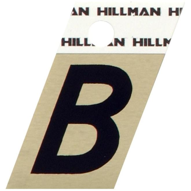 Lettres Hillman coupées en angle en aluminium noir et or de 1 1/2 po