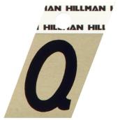 Lettre Q Hillman coupée en angle en aluminium noir et or 1 1/2 po