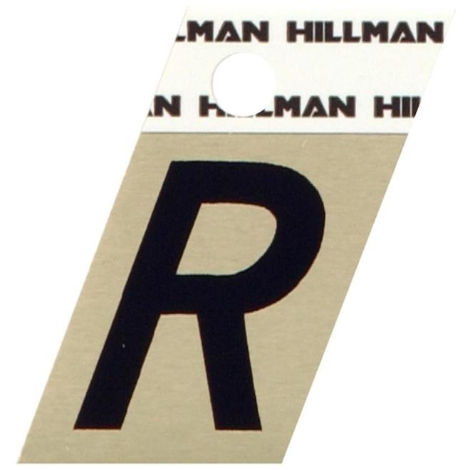 Hillman 1 1/2-in Black and Gold Aluminum Angle Cut R Letter