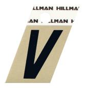 Lettre V Hillman 1 1/2 po aluminium noir et or coupé en angle