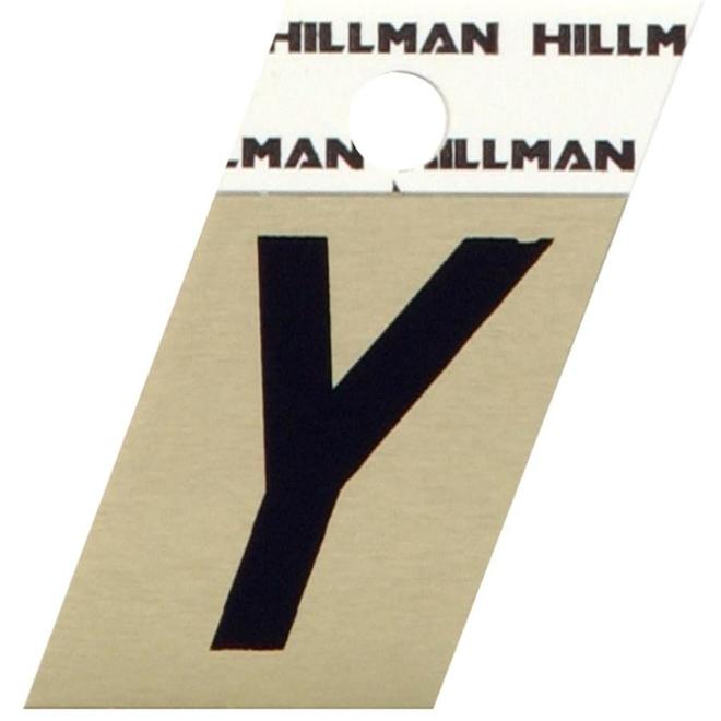 Lettre Y Hillman coupée en angle en aluminium noir et or 1 1/2 po