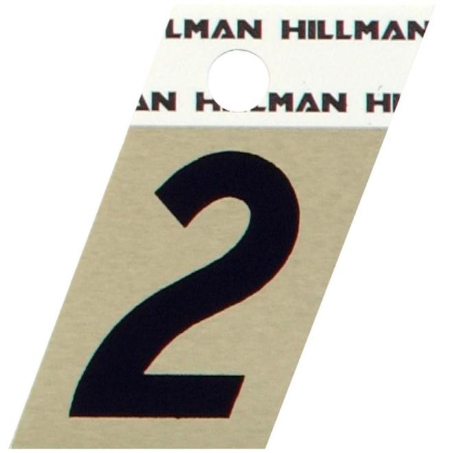 Hillman 1 1/2-in Black and Gold Aluminum Angle Cut House Number 2