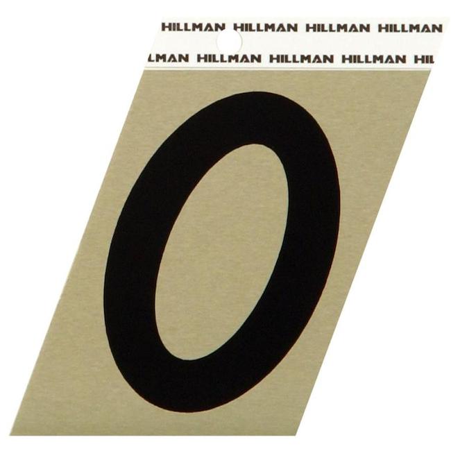 Hillman 3-in Black and Gold Aluminum Angle Cut House Number 0