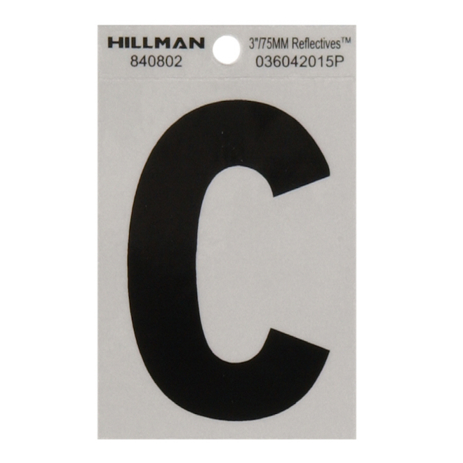 Hillman 3-in Black and Silver Vinyl Reflective C Letter