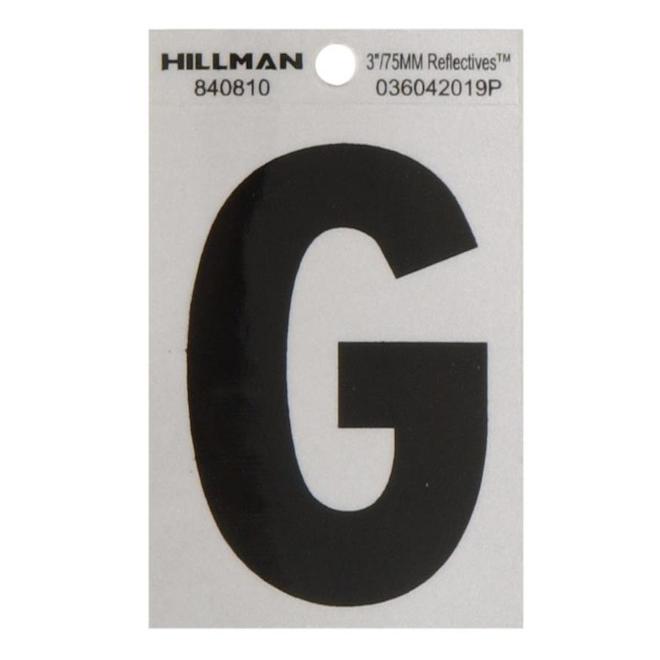 Hillman 3-in Black and Silver Vinyl Reflective G Letter