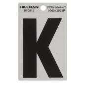 Hillman 3-in Black and Silver Vinyl Reflective K Letter