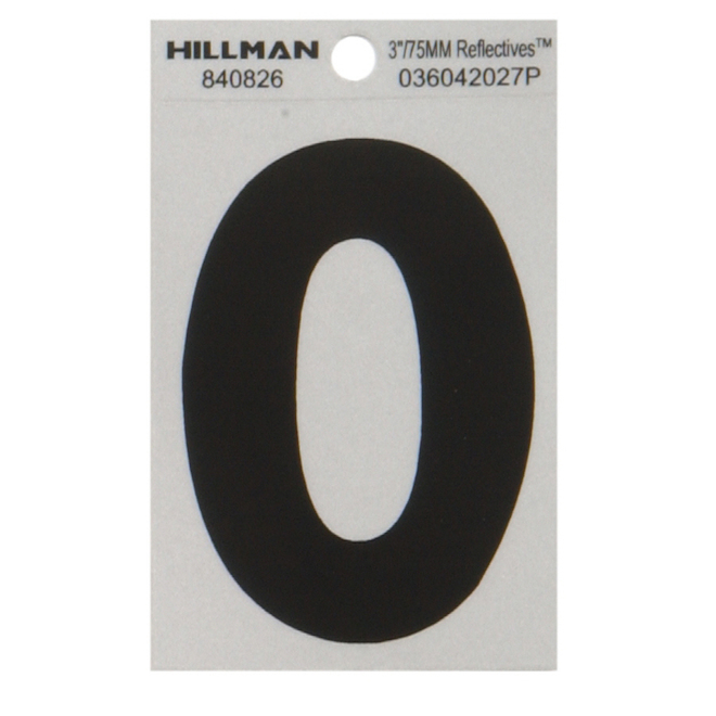 Hillman 3-in Black and Silver Vinyl Reflective O Letter