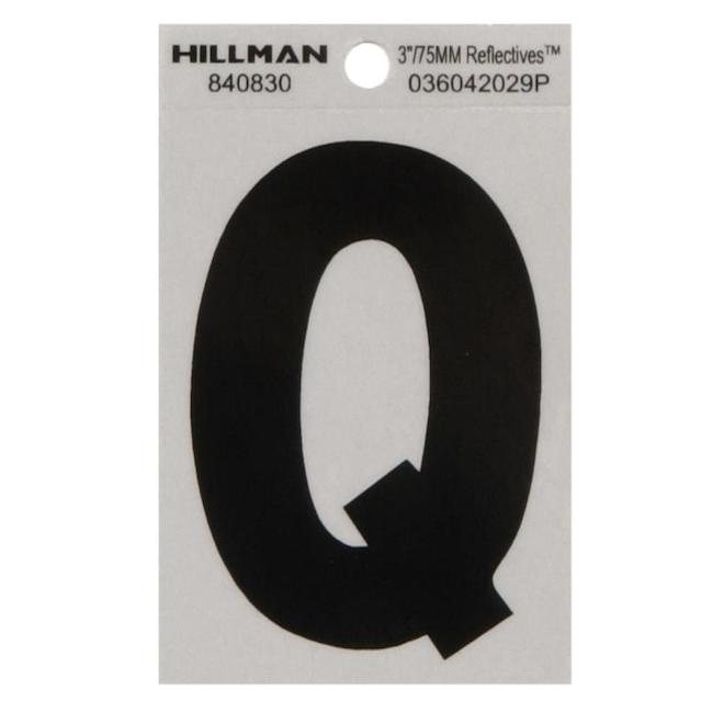 Hillman 3-in Black and Silver Vinyl Reflective Q Letter