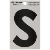 Hillman 3-in Black and Silver Vinyl Reflective S Letter