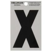 Lettre X réfléchissante Hillman 3 po en vinyle noir et argent