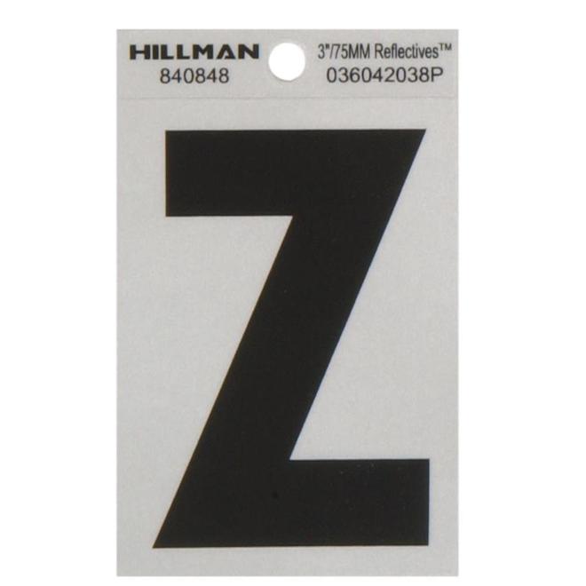 Hillman 3-in Black and Silver Vinyl Reflective Z Letter