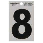 Numéro de maison 8 réfléchissant Hillman 3 po vinyle noir et argent