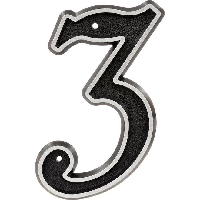 Hillman 6-in Black and Silver Reflective House Number 3