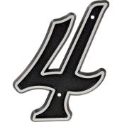 Hillman 6-in Black and Silver Reflective House Number 4