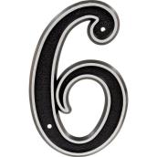 Hillman 6-in Black and Silver Reflective House Number 6