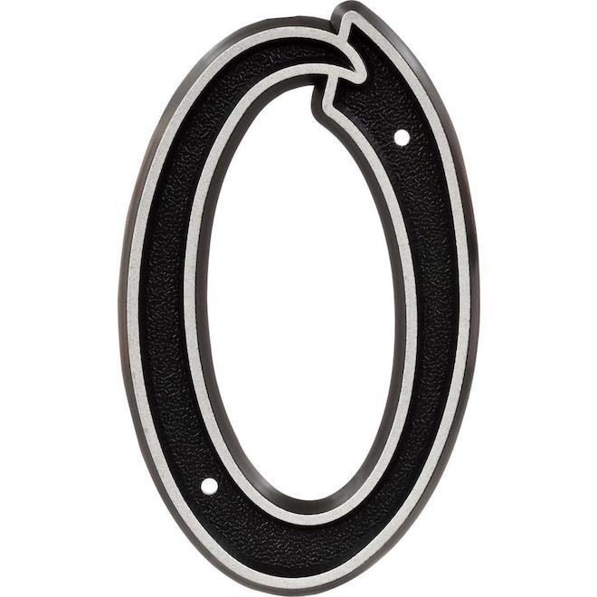 Hillman 6-in Black and Silver Reflective House Number 0