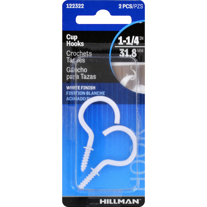 Hillman 2-Pack White Cup Hooks