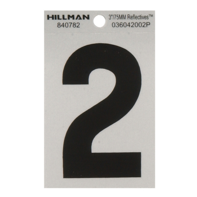 Hillman 3-in Black and Silver Vinyl Reflective House Numbers