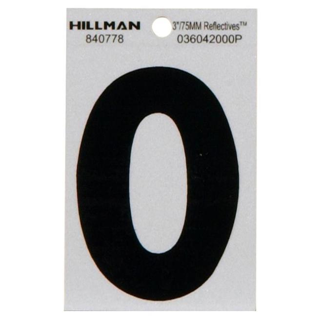 Hillman 3-in Black and Silver Vinyl Reflective House Numbers