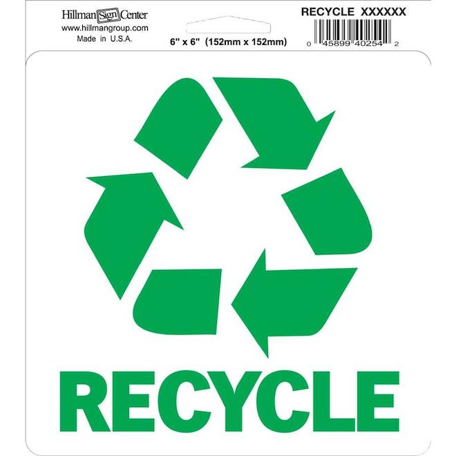 Hillman Recycle Sign Green 6-in x 6-in