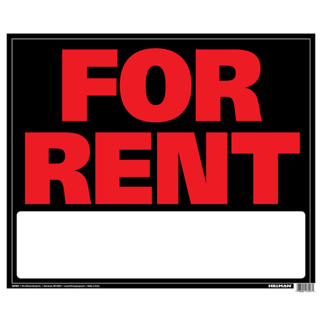 Hillman 19 x 24-in For Rent Sign - 1 piece