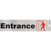 Enseigne « ENTRANCE » Hillman en anglais avec pictogramme de 2 x 8 po, noir et rouge