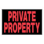 Enseigne « PRIVATE PROPERTY » Hillman en anglais de 8 x 12 po, noir et rouge