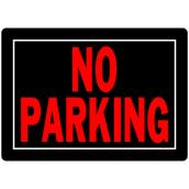 Enseigne « NO PARKING » Hillman en anglais de 10 x 14 po, noir et rouge