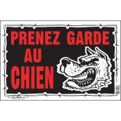 Enseigne « PRENEZ GARDE AU CHIEN » Hillman de 8 x 12 po avec pictogramme, noir et rouge