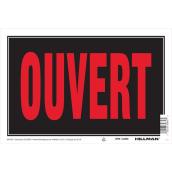 Enseigne « OUVERT » Hillman de 8 x 12 po, noir et rouge