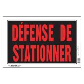 Enseigne « DÉFENSE DE STATIONNER » Hillman de 8 x 12 po , noir et rouge