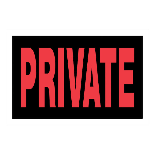 Hillman 8 x 12-in  "PRIVATE" Sign  - Black and Red