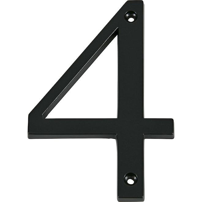 Distinctions 6-in House Number 4 in Black Steel