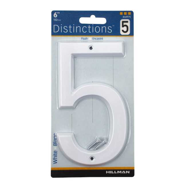 Distinctions 6-in House Number 5 in White Steel