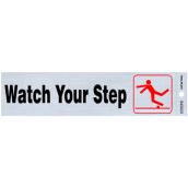 Enseigne « Watch Your Step » Hillman en anglais de 2 x 8 po avec pictogramme, noir et rouge