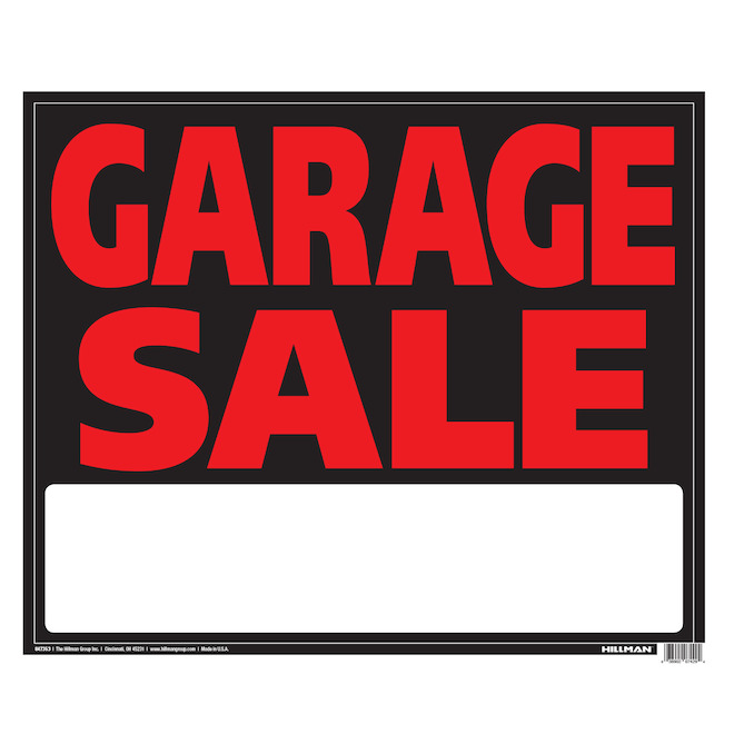 Hillman 19 x 24-in  "GARAGE SALE" Sign  - Black and Red