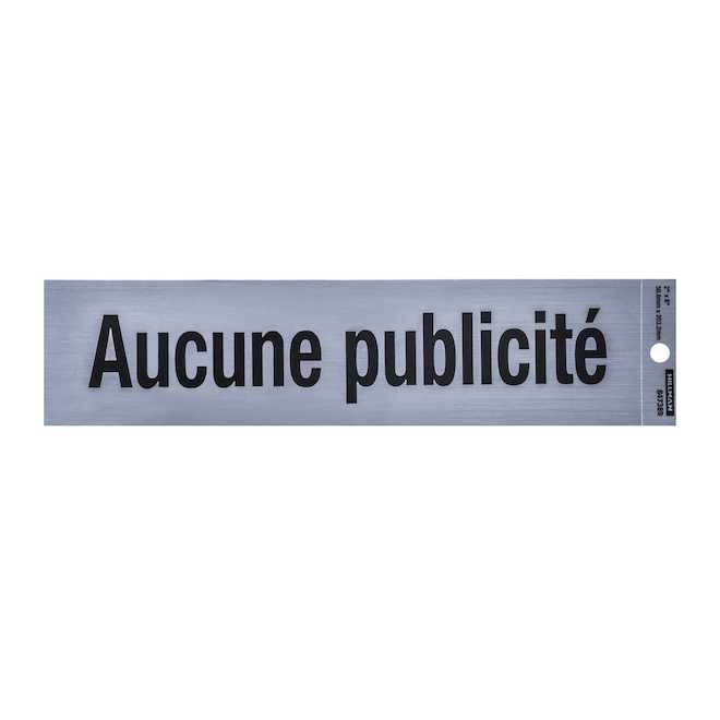 Enseigne adhésive « Aucune publicité » Hillman de 2 x 8 po, noir