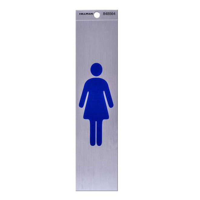 Enseigne pictogramme Femme Hillman de 2 x 8 po, bleu