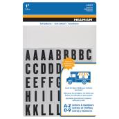 Hillman Set of Reflective and Adhesive 1-in Numbers and Letters - Black and Silver