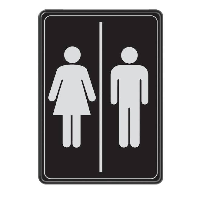 Hillman 5 x 7-in Restroom Pictogram Sign with Woman/Man - Black