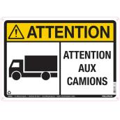 Hillman 10 x 14-in French Sign "ATTENTION ATTENTION AUX CAMIONS" with Pictogram - Black and Red