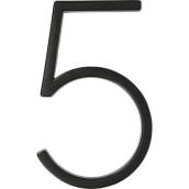 Distinctions 6-in Slim House Number 5 in Black Steel