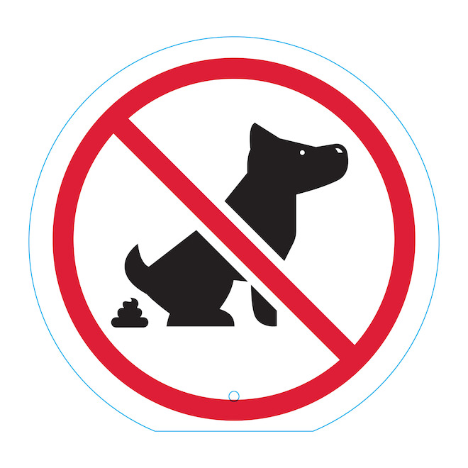 Hillman 6 x 6-in Pictogram Sign for Prohibiting Dogs to Poop - Black and Red