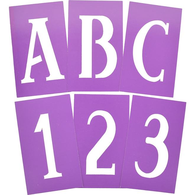 Hillman Set of 4-in Decor Stencils of Numbers and Letters - Purple