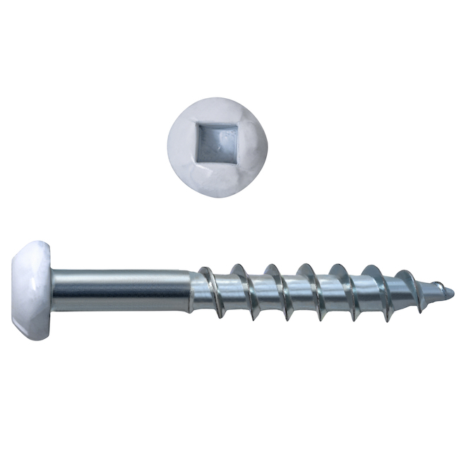 Hillman Particle Screw #8 x 3-in with Round White Head and Square Drive - Pack of 16