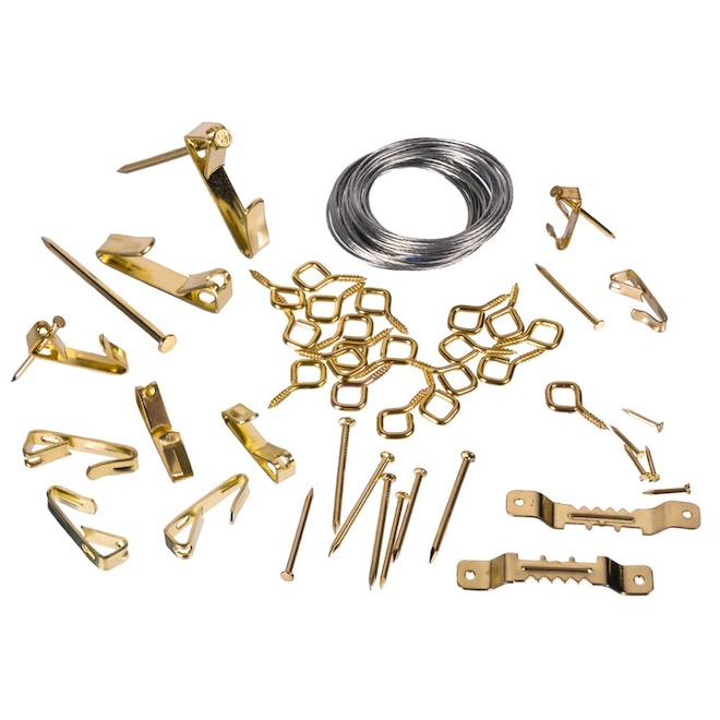 OOK Hook Set in Brass for Picture Frames 10 to 50-lb - 50-Piece