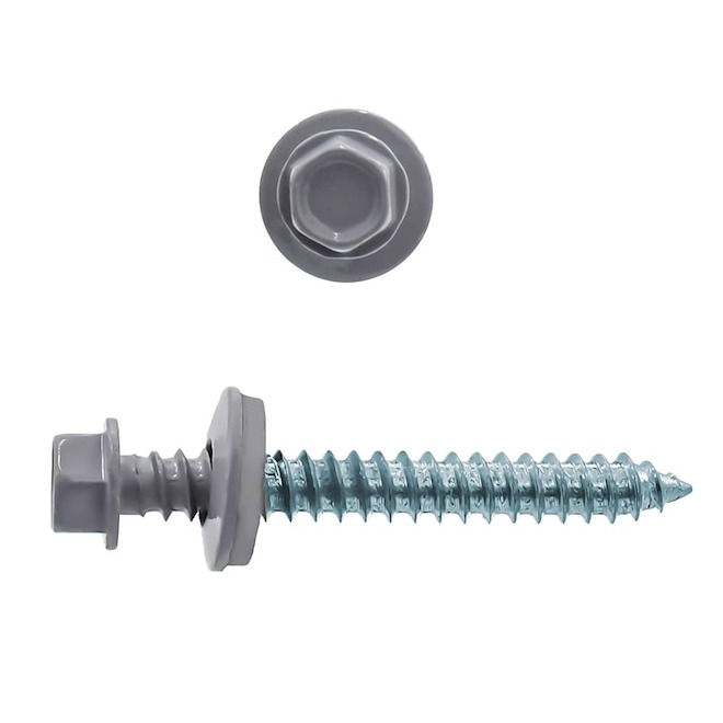 Hillman Roofing Screw #10 x 2-in with Grey Hex Head and Rubber Neoprene Washer - Box of 100