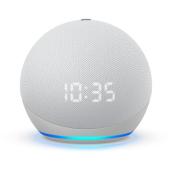 Haut-parleur intelligent Amazon Echo Dot 4e génération avec horloge, blanc glacier