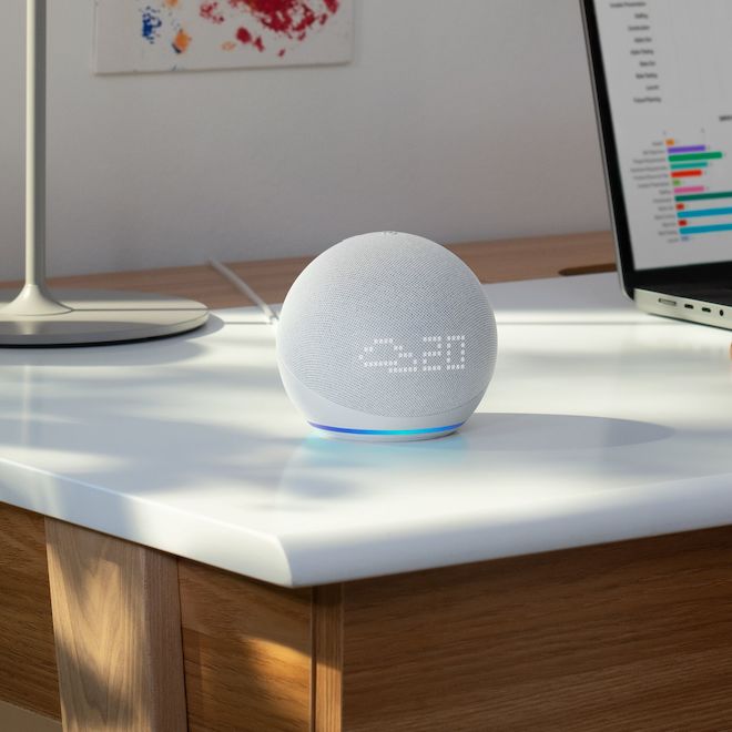 Echo Dot 5th Gen Smart Speaker with Clock and Alexa - Glacier White  53-027823